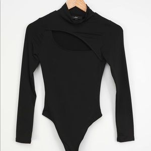 NWT LULUS Got A Good Feeling Cutout Thong Bodysuit — Size XS, Black